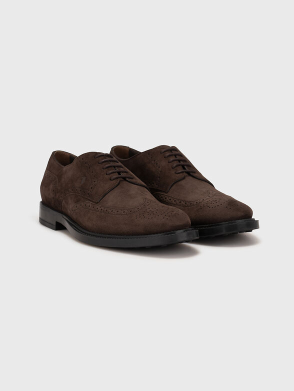 Suede Derby shoes in dark brown color - 2