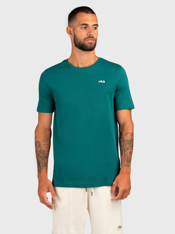 Tricou verde din bumbac cu logo - 1