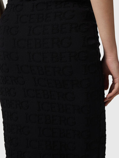 Knitted midi skirt with logo accent - 3