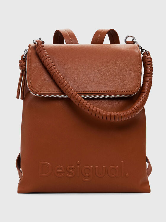 Brown backpack with maxi logo - 1