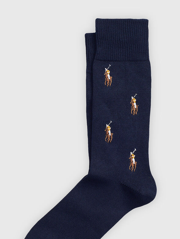 Dark blue socks with logo embroidery - 2
