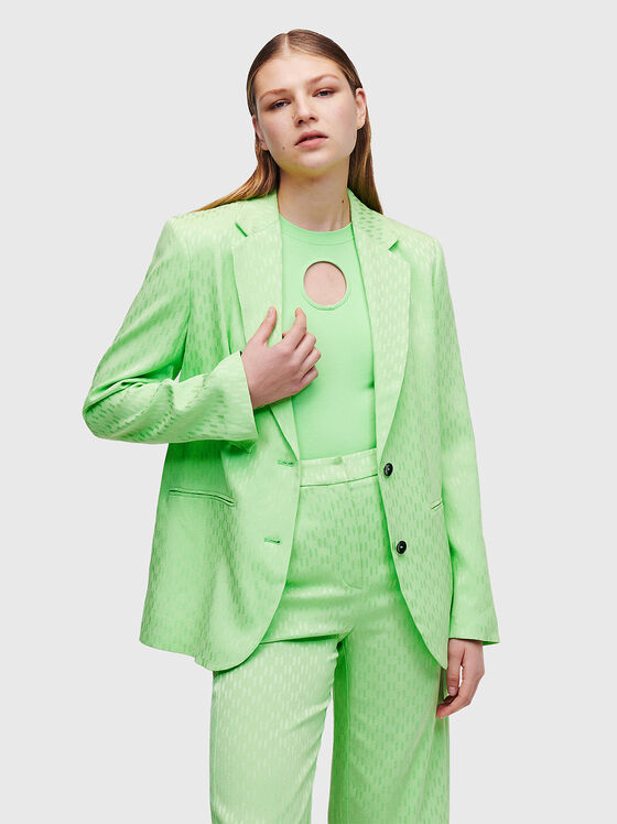 Blazer verde HUN'S PICK cu monogramă imprimată - 1