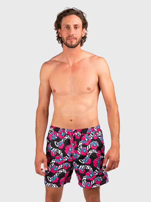 Beach shorts with floral print - 4