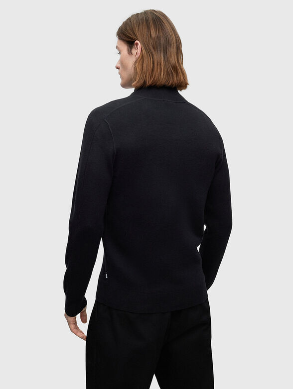 Black cardigan with zip in cotton and wool  - 3