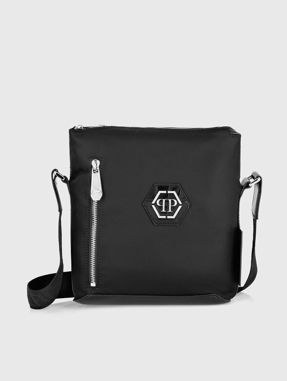 HEXAGON black crossbody bag with logo accent - 1