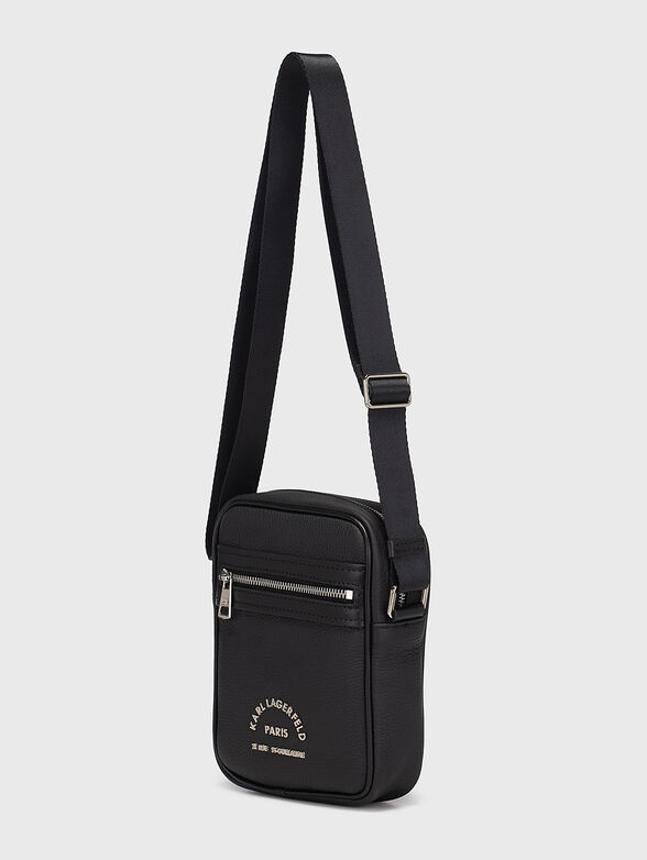 Black crossbody bag with metal logo lettering - 2