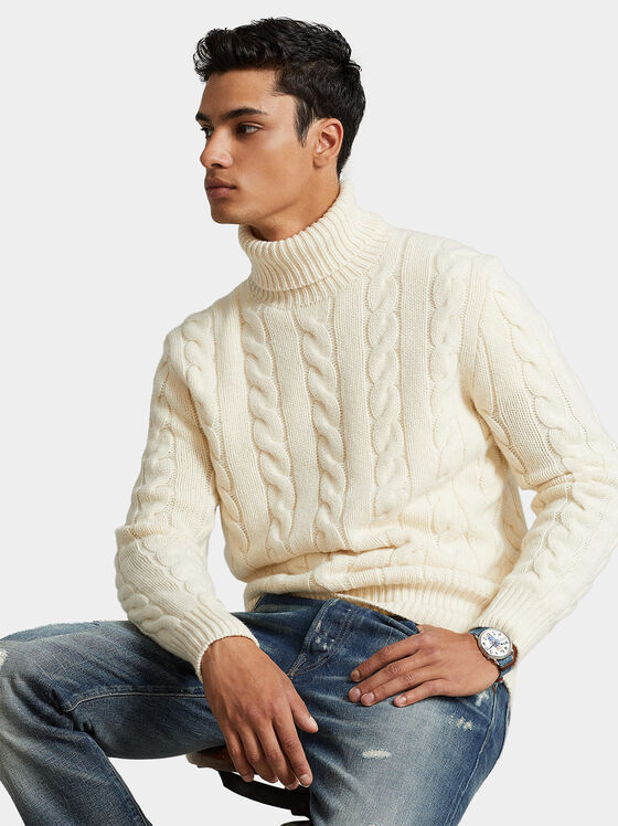 Knitted sweater with turtleneck in wool blend - 1