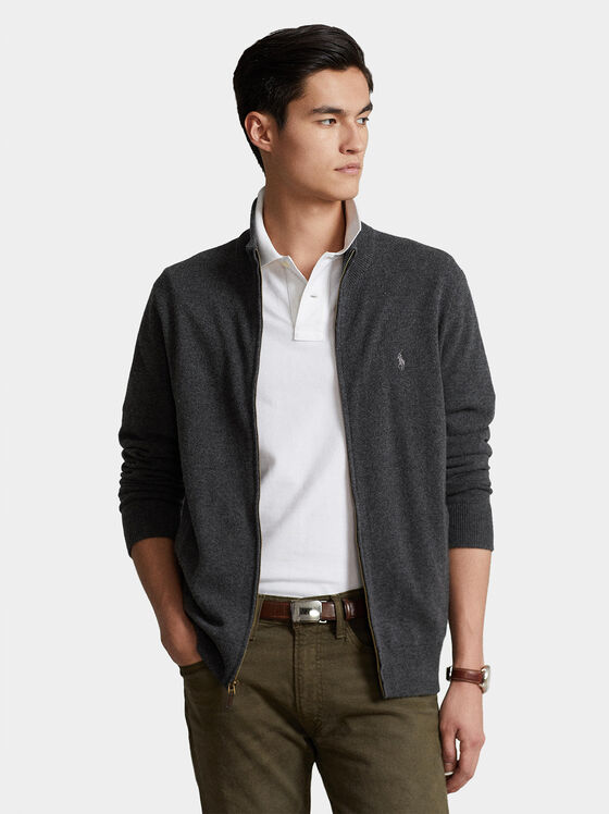 Merino wool cardigan with zip - 1