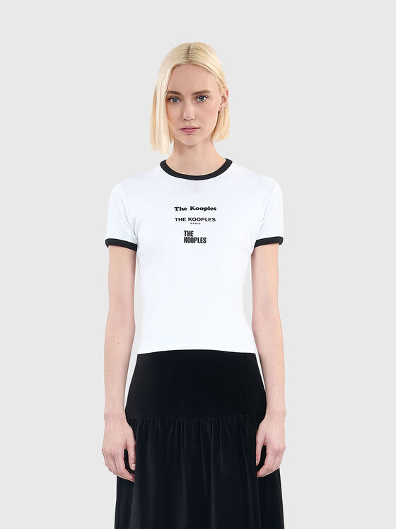 Tricou alb cu imprimeu contrastant - 1