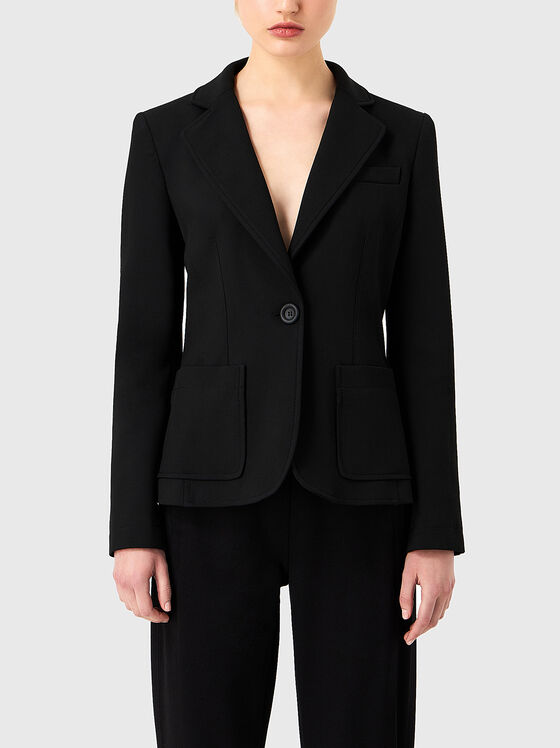Black blazer with single-breasted fastening - 1