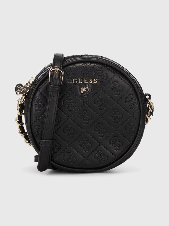 Black crossbody bag with metal logo - 1