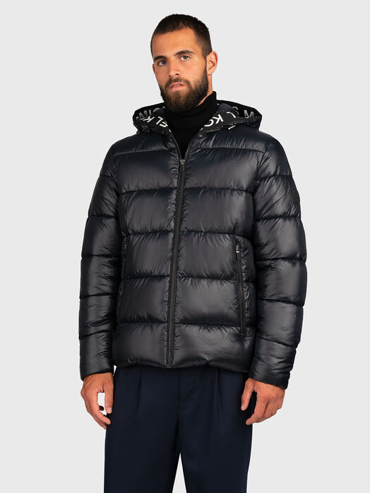 Black puffer jacket with capped effect