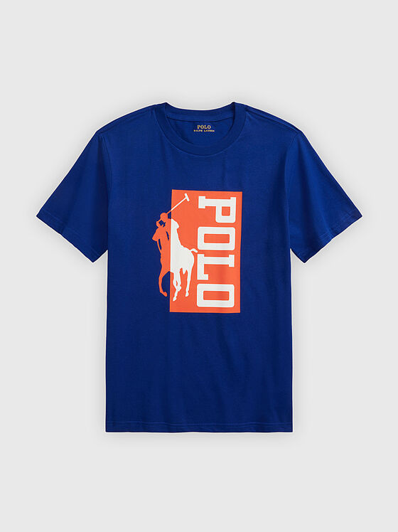 Dark blue T-shirt with logo print - 1
