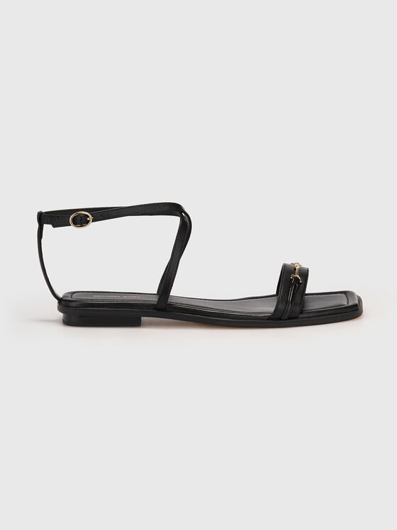 Sandale din piele cu logo  - 1