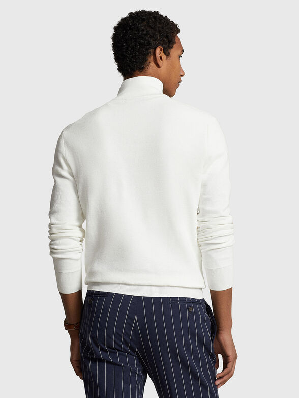 Cotton white sweater with zip - 3