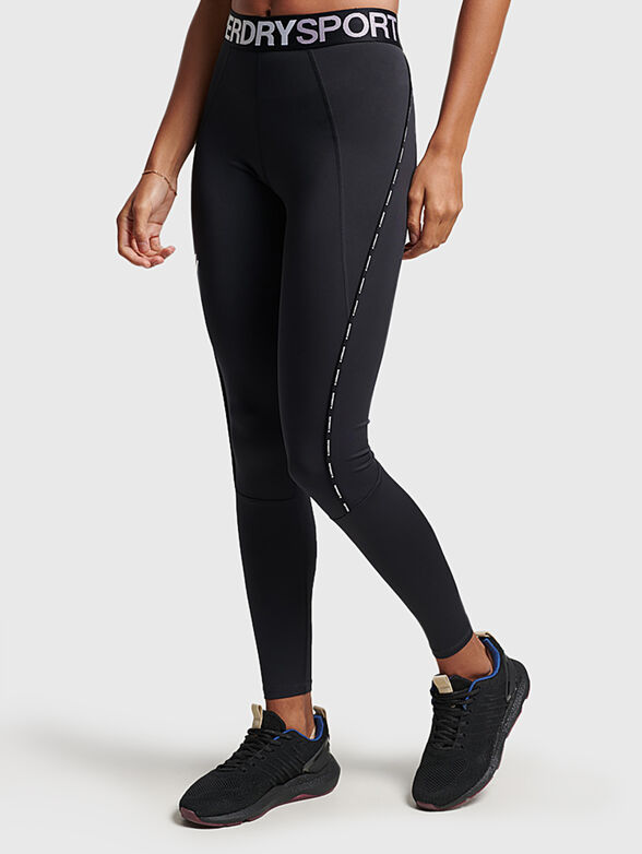 TRAIN black sports leggings with logo detail - 1