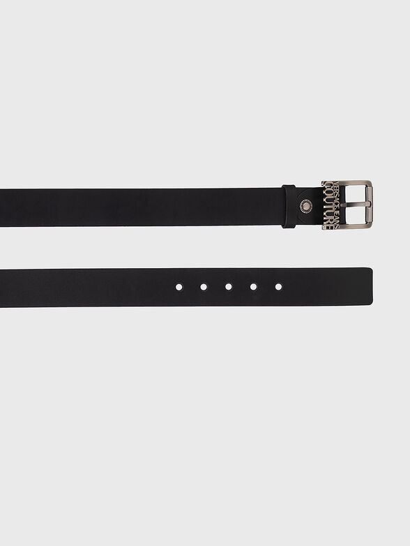 Black leather belt with logo accent - 2