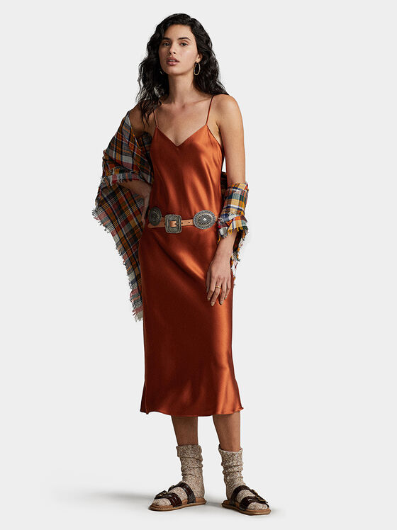 Orange silk dress - 1