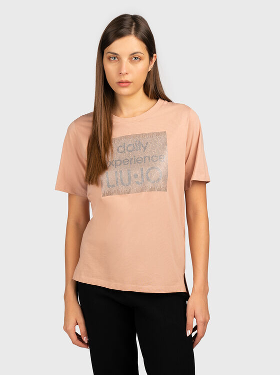 Tricou din bumbac cu pietricele aplicate - 1