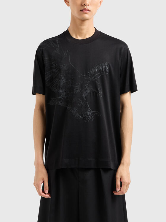 Tricou negru cu imprimeu - 1
