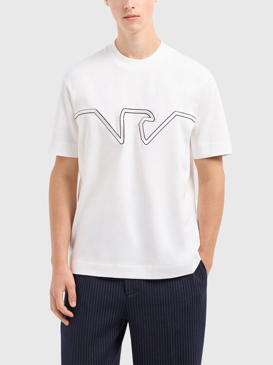 Tricou alb cu logo brodat - 1