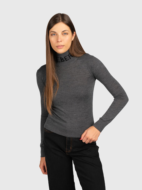 Pulover din lână merino cu accent logo - 1