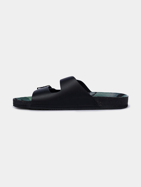 Black leather slippers - 5