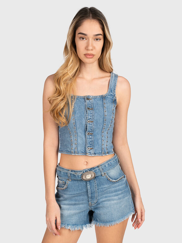 Denim top with washed effect - 1