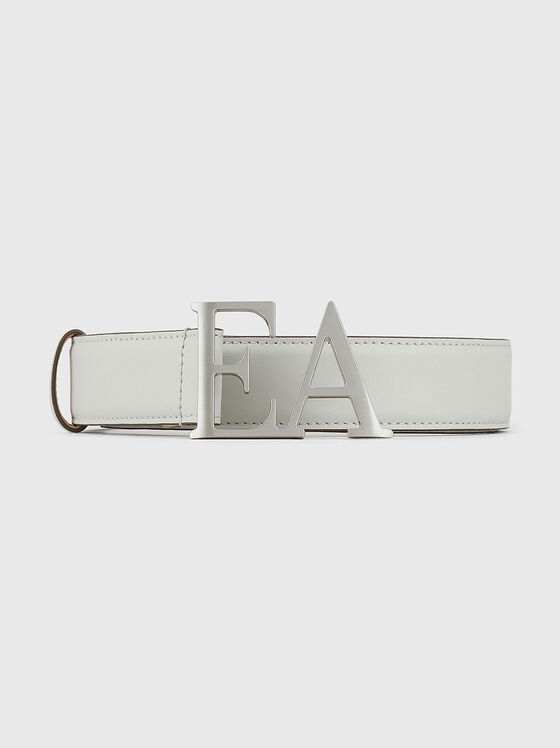 Leather belt with logo buckle - 1