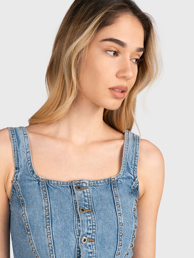 Denim top with washed effect - 5