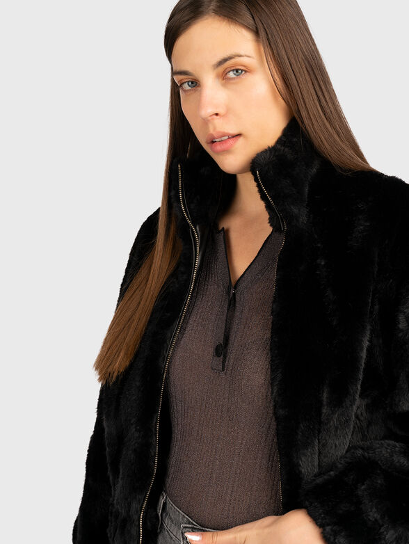 Black short coat with soft texture - 4