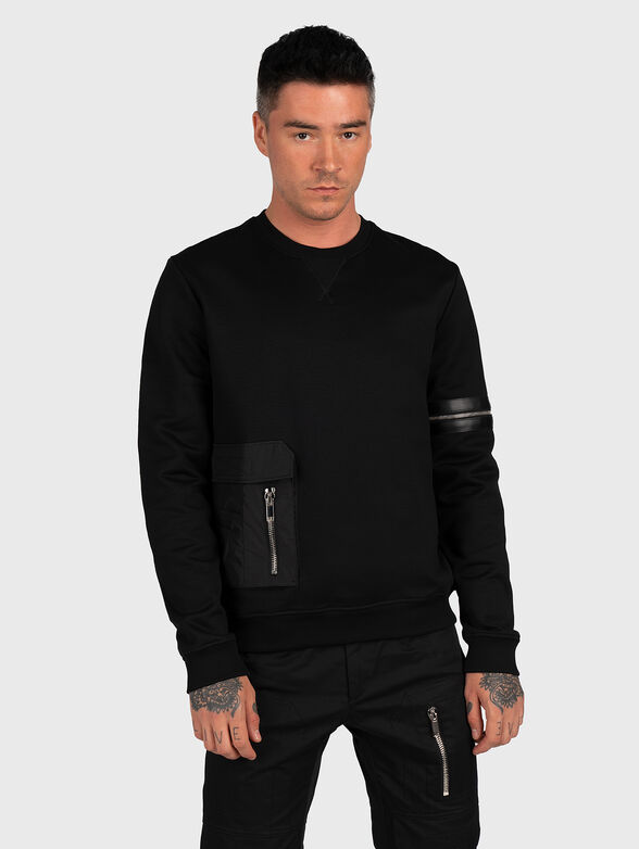 Black sweatshirt with decorative zippers - 1