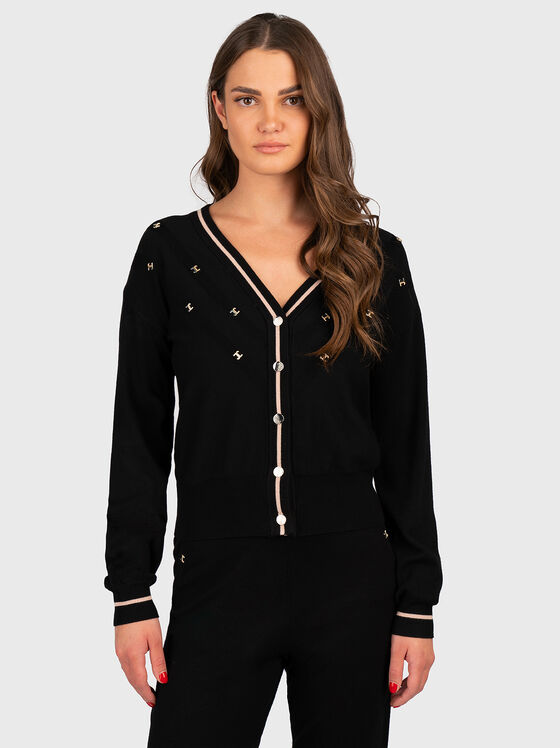 Black cardigan with golden accents - 1