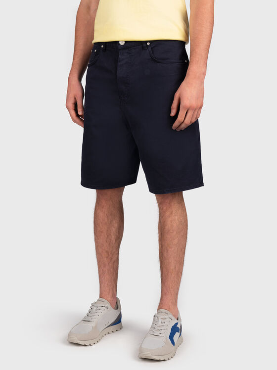 Dark blue denim shorts - 1