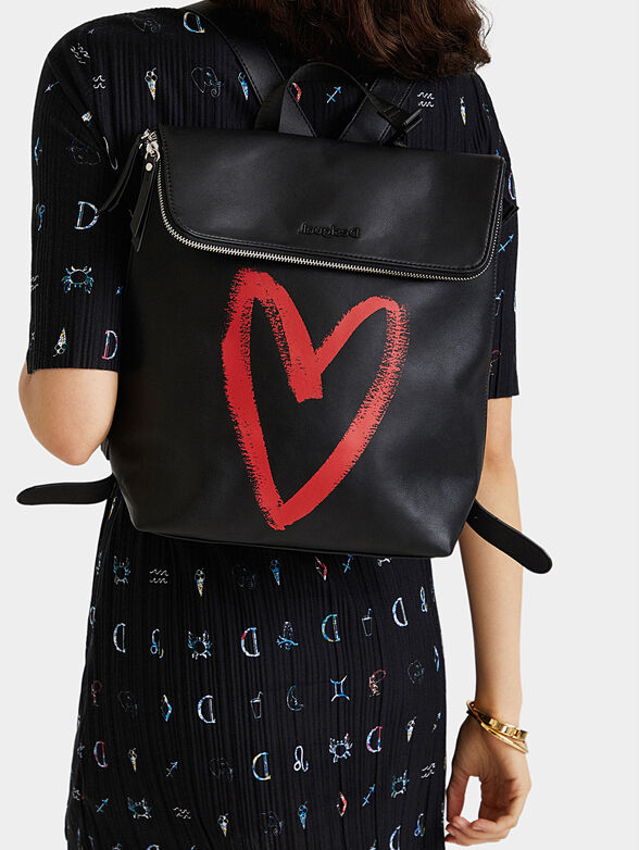 Square leather effect backpack - 2