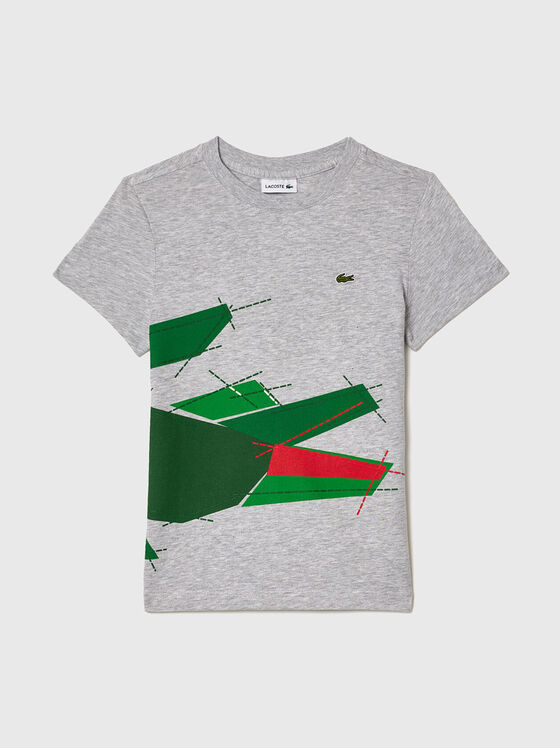 Tricou gri cu imprimeu contrastant - 1
