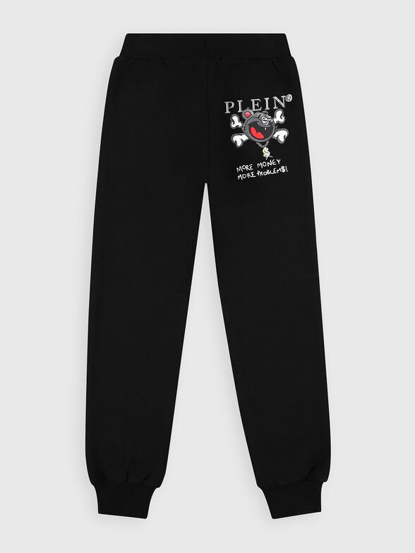 Sports trousers with print with rhinestones - 2