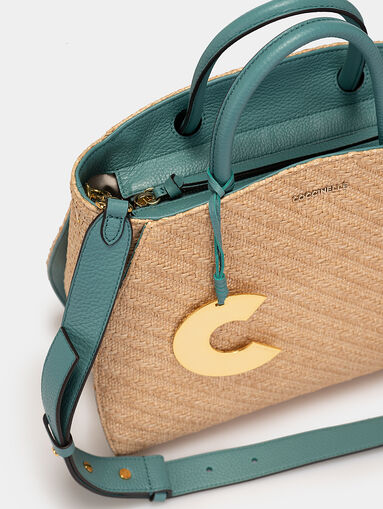 Mixed leather and raffia bag - 5