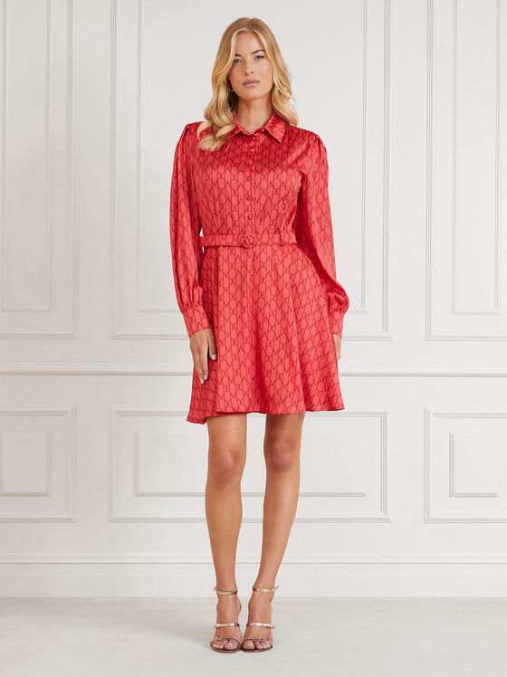 Red dress with monogram print - 1