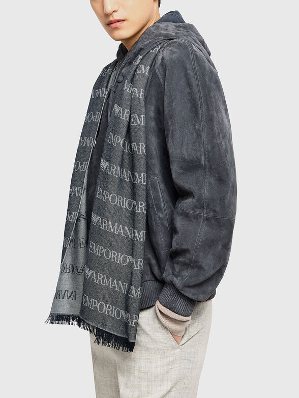 Wool blend scarf with logo - 2