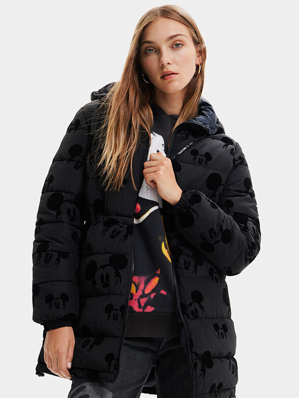 Padded jacket with Mickey Mouse print velvet - 1