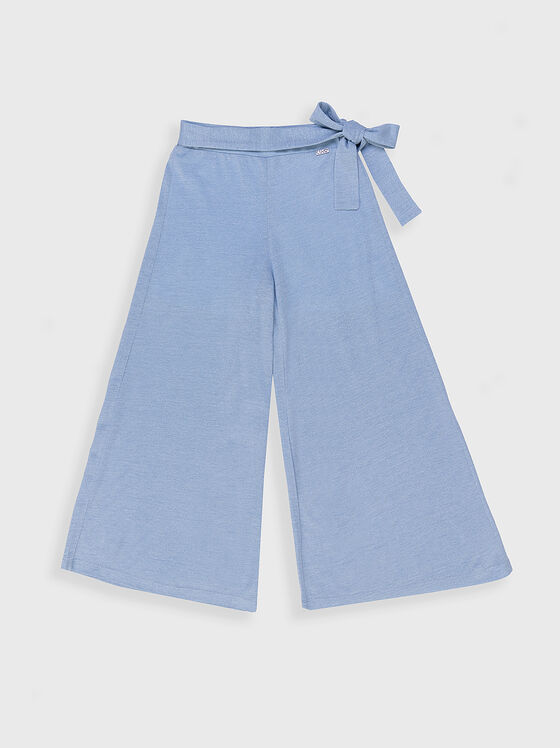 Light blue trousers with wide legs and belt - 1