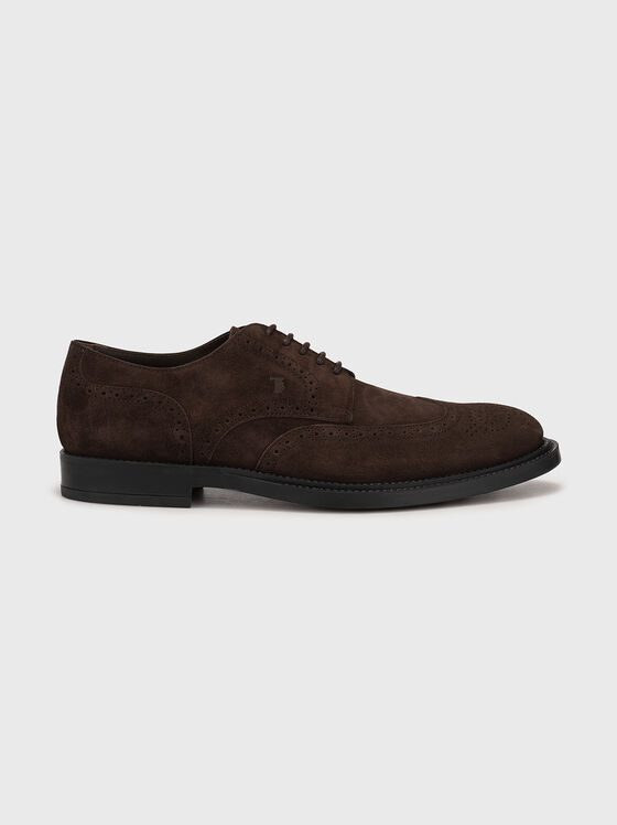 Suede Derby shoes in dark brown color - 1