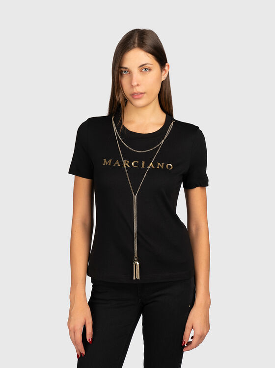 Tricou negru OLIVIA cu element auriu - 1