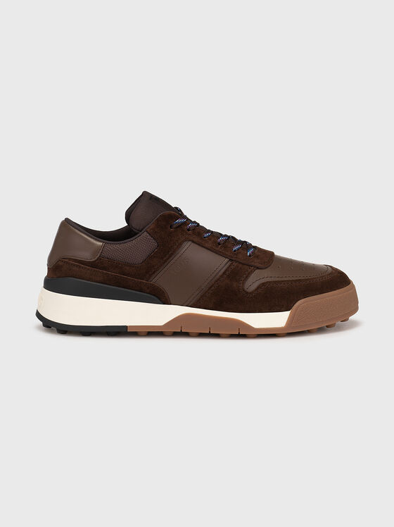 Brown sports shoes with suede inserts - 1