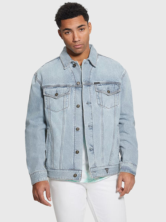 Jachetă din denim supradimensionată cu imprimeu - 1