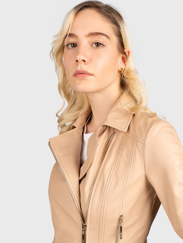 Leather jacket with zips - 4