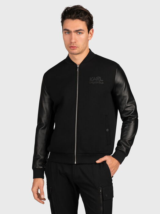 Black bomber jacket with accent back
