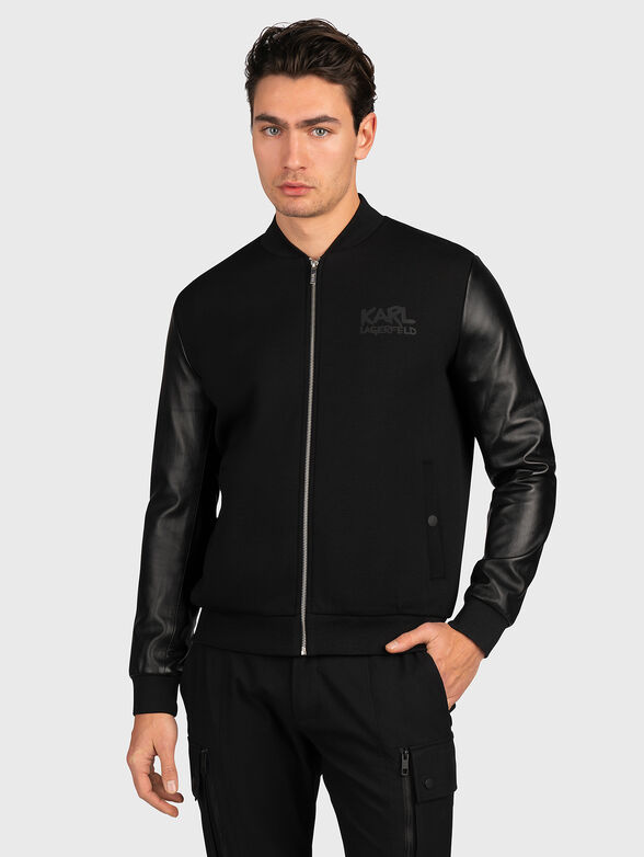 Black bomber jacket with accent back - 1