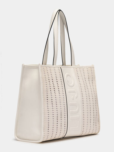 Black shopper bag with intertwined texture - 3